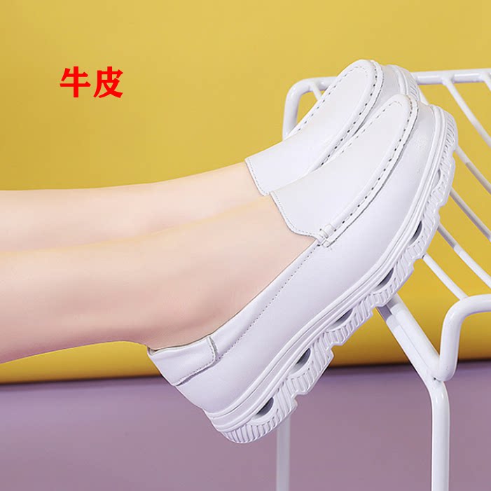2025新款四季真皮女鞋百搭防滑护士鞋白色厚底休闲运动小白鞋单鞋