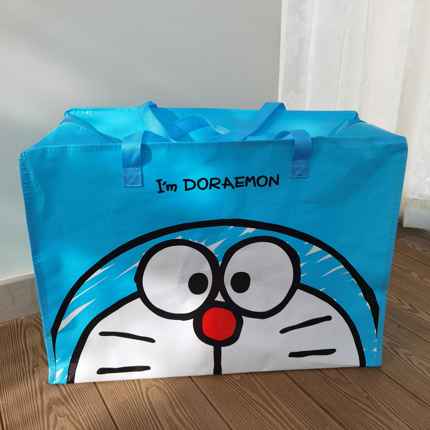 外贸原单大容量卡通加厚防水编织拉链包环保袋手提袋衣物收纳袋