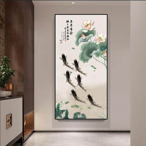 六鱼图挂画六鱼图装饰画
