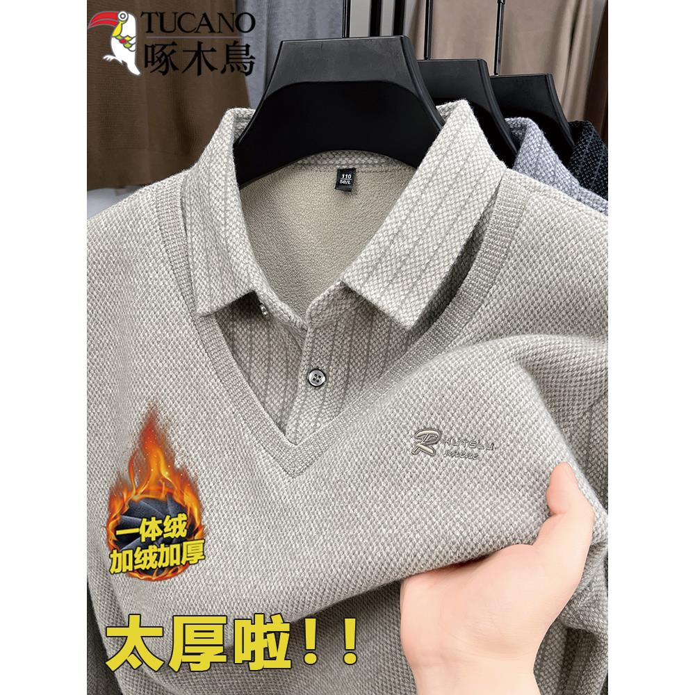 啄木鸟冬季男士加绒加厚毛衣