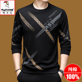 啄木鸟男士 T上衣 宽松加绒体恤打底衫 长袖 t恤圆领纯棉卫衣男秋冬装