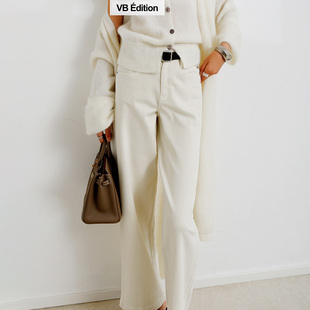 VB法式优雅 26春秋高级感白色水洗牛仔直筒阔腿裤高腰显瘦拖地裤