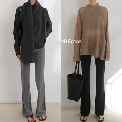 VB高弹亲肤磨毛保暖提臀微喇打底裤高腰修身显瘦瑜伽超模裤秋冬