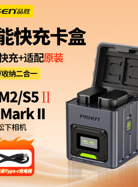 品胜DMW-BLK22相机电池充电器快充盒适用松下s1r2 s1rm2 s1m2e  s1m2 LUMIX s5m2 S5二代 s9 GH6 GH5M2充电仓