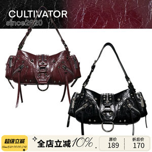 CULTIVATORCultivator原创小众设计辣妹油蜡皮单肩斜挎机车包腋下包2024冬新