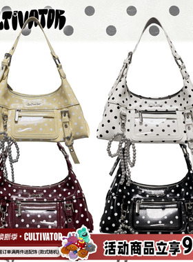 Cultivator原创小众复古油蜡撞色波点百搭单肩斜挎腋下包2025夏新