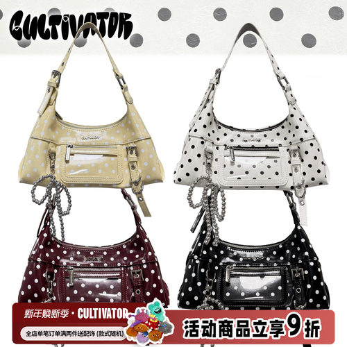 Cultivator原创小众复古油蜡撞色波点百搭单肩斜挎腋下包2025夏新