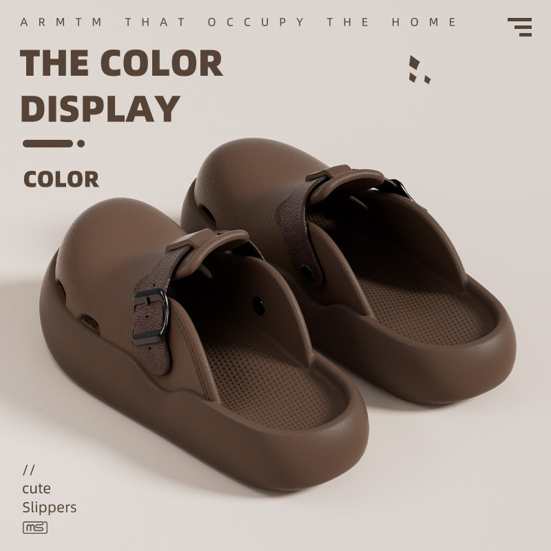 2026春夏新款洞洞鞋女时尚简约慵懒百搭勃肯厚底外穿包头情侣凉拖