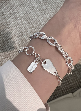 女纯银ins潮手链简约链条爱心锁
