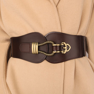 真皮牛皮毛衣宽腰封女休闲装 时尚 饰皮腰带松紧 新款 欧美风潮牌春季