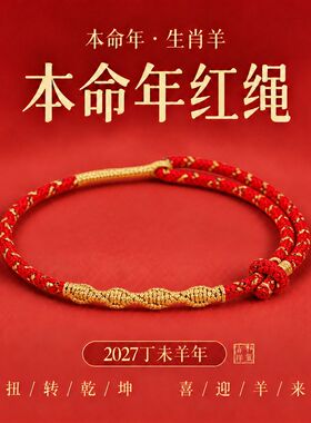 本命年红色手绳2027吉祥佩戴物保平安不易掉色编织红绳手绳男女