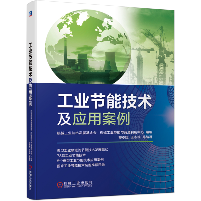 官网正版 工业节能技术及应用案例 祁卓娅 王志雄 化工行业 钢铁 有色金属 煤炭 电力 建材 电子 轻工 典型实例分析