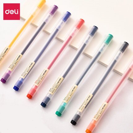 得力彩色学生0.5mm签字笔中性笔