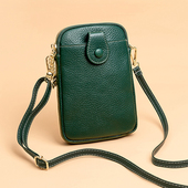 大荔纹牛皮竖款 真皮妈妈放手机 斜挎包女2025新款 零钱袋迷你小包