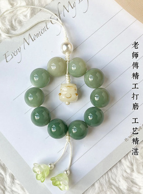 天然渐变菩提根招财猫挂件