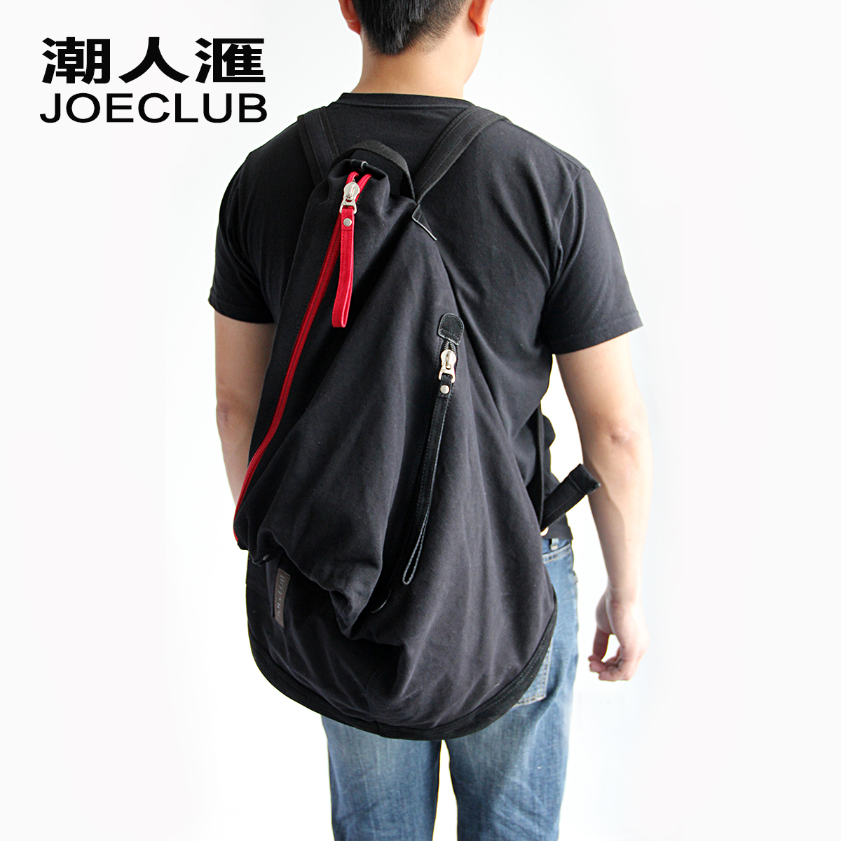 男士骑行经典水桶帆布双肩包包