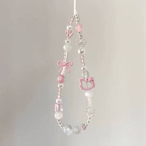 少女粉色手绳手机ins链条ccd挂绳diy相机挂件串珠手机链