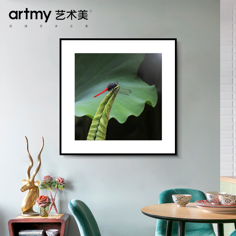 赖晨福 现代简约客厅背景墙装饰画蜻蜓动物餐厅挂画软装艺术画图片