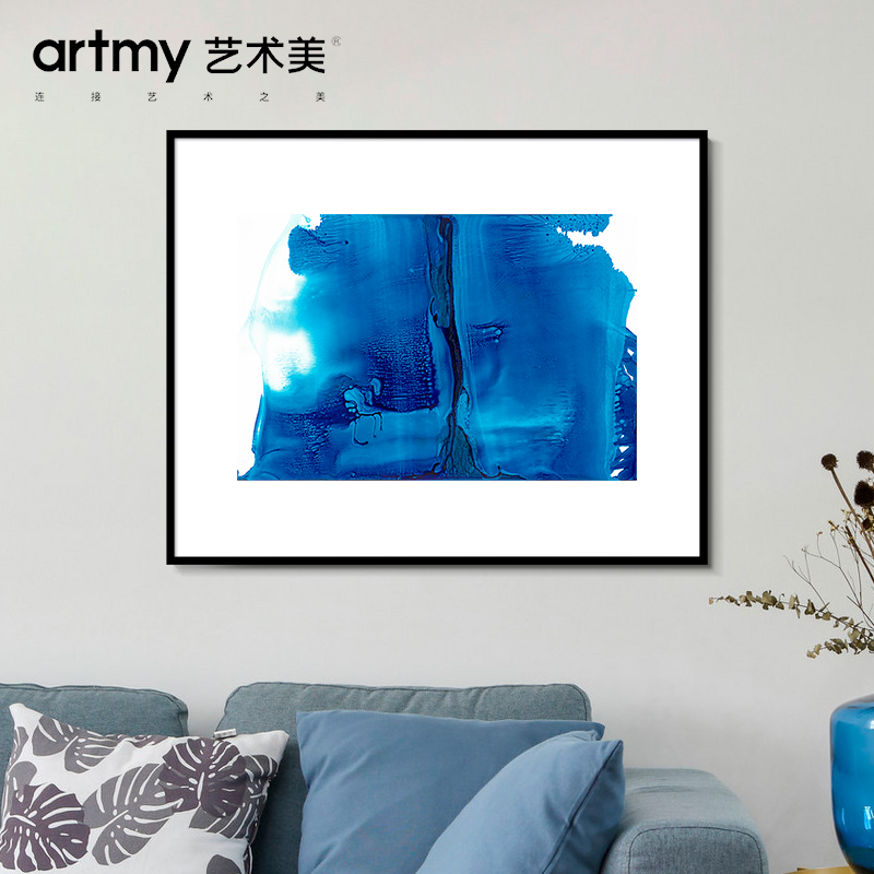 王俊森 后现代玄关抽象挂画蓝色简约立体客厅背景墙卧室装饰油画图片