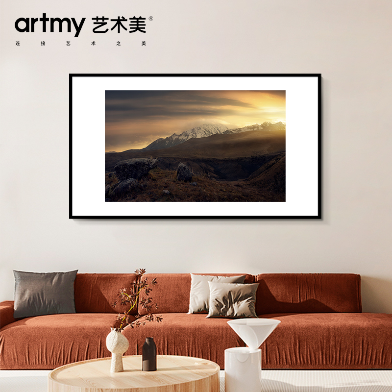 杜武朝 客厅玄关壁画过道走廊装饰画现代简约雪山风景画民宿挂画图片
