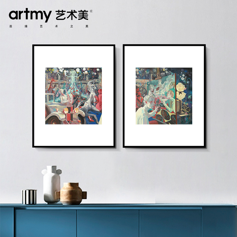 陈其彪 《晚会》北欧风格创意个性装饰画餐厅客厅挂画人物壁画图片