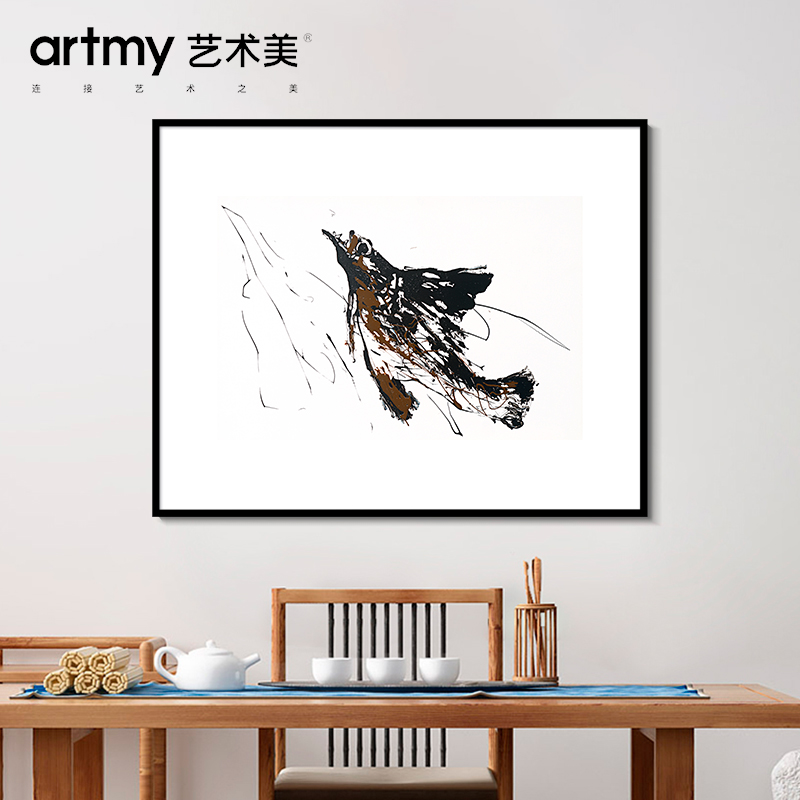 王俊森 现代简约卧室床头装饰画极简线条客厅背景墙画动物油画图片