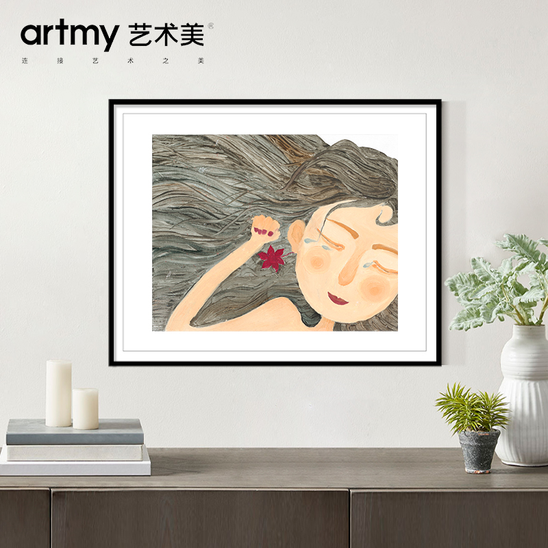 陈慧诗 儿童房装饰画睡着的少女挂画卧室小清新壁画女孩童趣油画图片