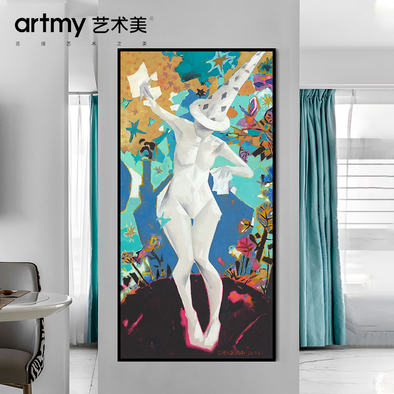 陈其彪 《纸艺师》现代简约抽象人物装饰画客厅卧室玄关油画图片