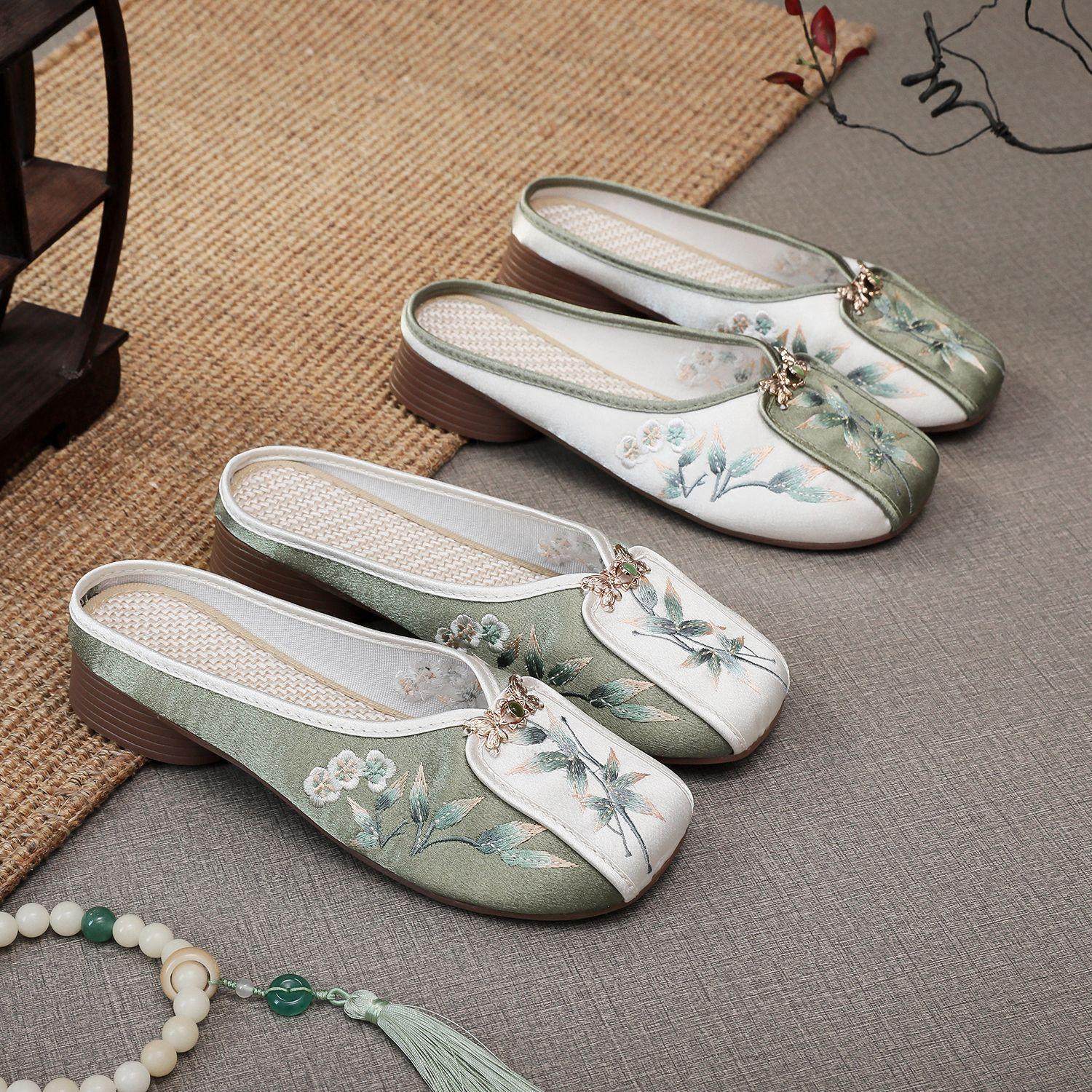 老北京布鞋女2025新款绣花拖鞋居家平底布鞋女国潮民族风绣花拖鞋,女鞋,帆布鞋,淘宝优惠券,粉丝福利购,淘宝优惠卷