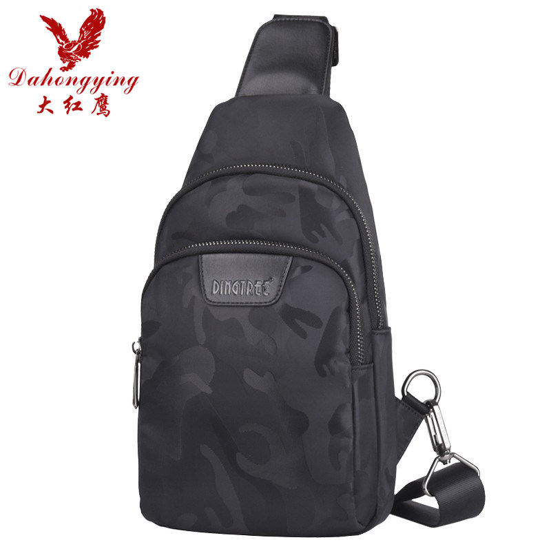 大红鹰男士胸包帆布背包男单肩包斜挎包休闲牛津布潮男包胸前小包