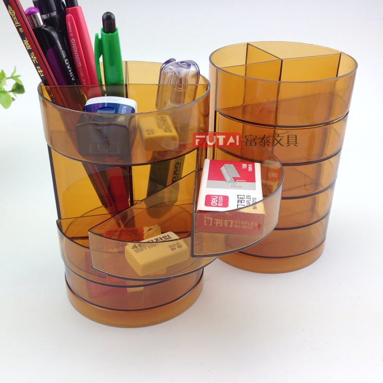 多功能办公透明抽屉笔筒