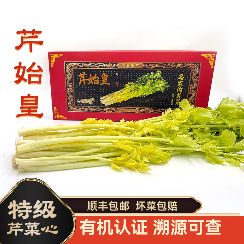 马家沟芹菜山东特产青岛平度有机芹菜贡品芹菜芯2斤装天地盖礼盒