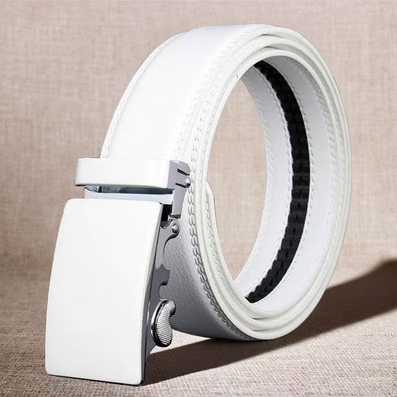 皮带男款白色自动扣潮流韩版裤腰带青年学生裤带牛仔裤腰带年轻人