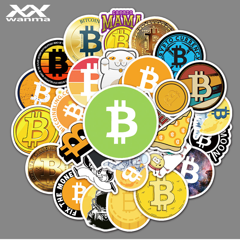 50张BITCOIN比特纪念币个性涂鸦创意行李箱笔记本电脑汽车diy贴纸