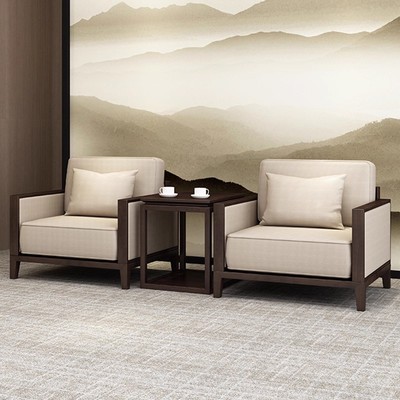 会议室座椅贵宾接待室会客办公沙发椅新中式实木现代单人位办公室