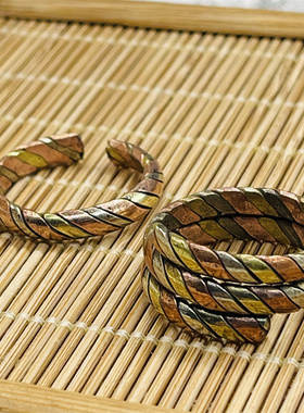 尼泊尔纯手工制作三色铜戒指藏式