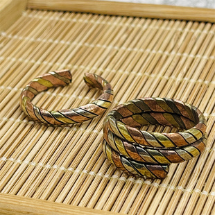 藏饰风情尼泊尔纯手工制作三色纯铜精美戒指环男女复古做旧不掉色