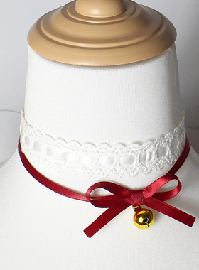 圣诞结&铃铛锁骨链项链金酒红氛围感少女ins叠戴双层可爱秋冬百搭