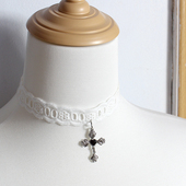 十字架蕾丝花边choker白黑玫瑰项链锁骨链颈饰项圈Lolita女仆修女