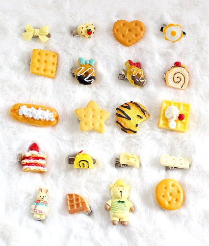 黄色巧克力蛋糕头饰边夹双马尾