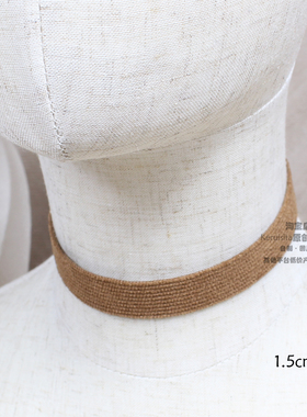 素圈废土风亚文化锁骨链秋冬甜酷chocker辣妹灯芯绒棕色咖啡miu系