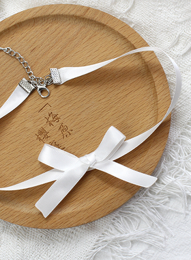 纯白色蝴蝶结丝带项链颈饰choker简约日系手工颈环饰品Lolita女