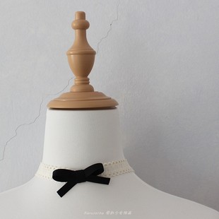 黑色蝴蝶结项链颈饰choker米色蕾丝花边甜美可爱夏季搭配百搭日韩