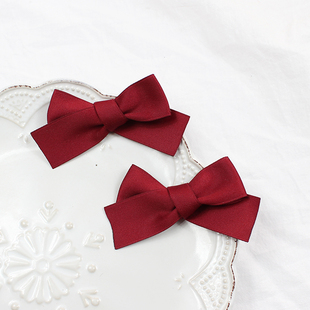 酒红少女乖乖蝴蝶结发夹发夹对夹双马尾软妹jk配饰头饰Lolita日系
