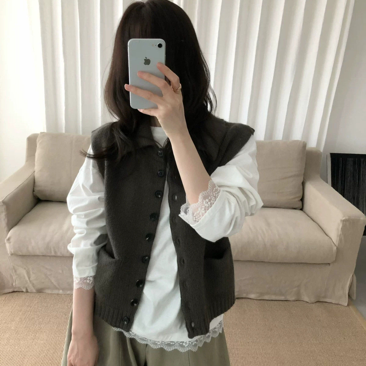 韩系简约慵懒松弛感chic宽松背心