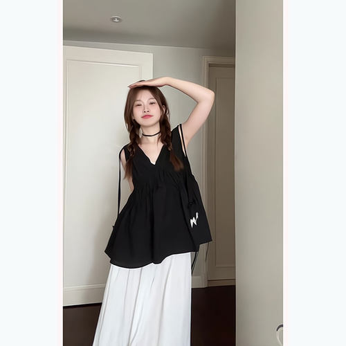 黑色无袖吊带背心女新款夏季上衣