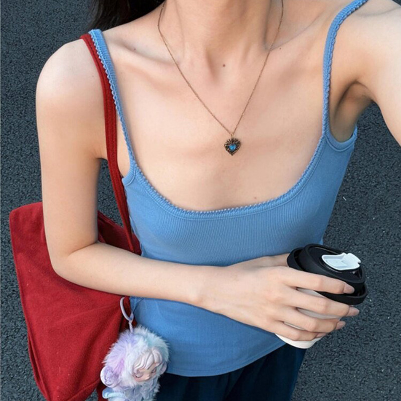 泰国绝美针织小吊带背心无袖上衣