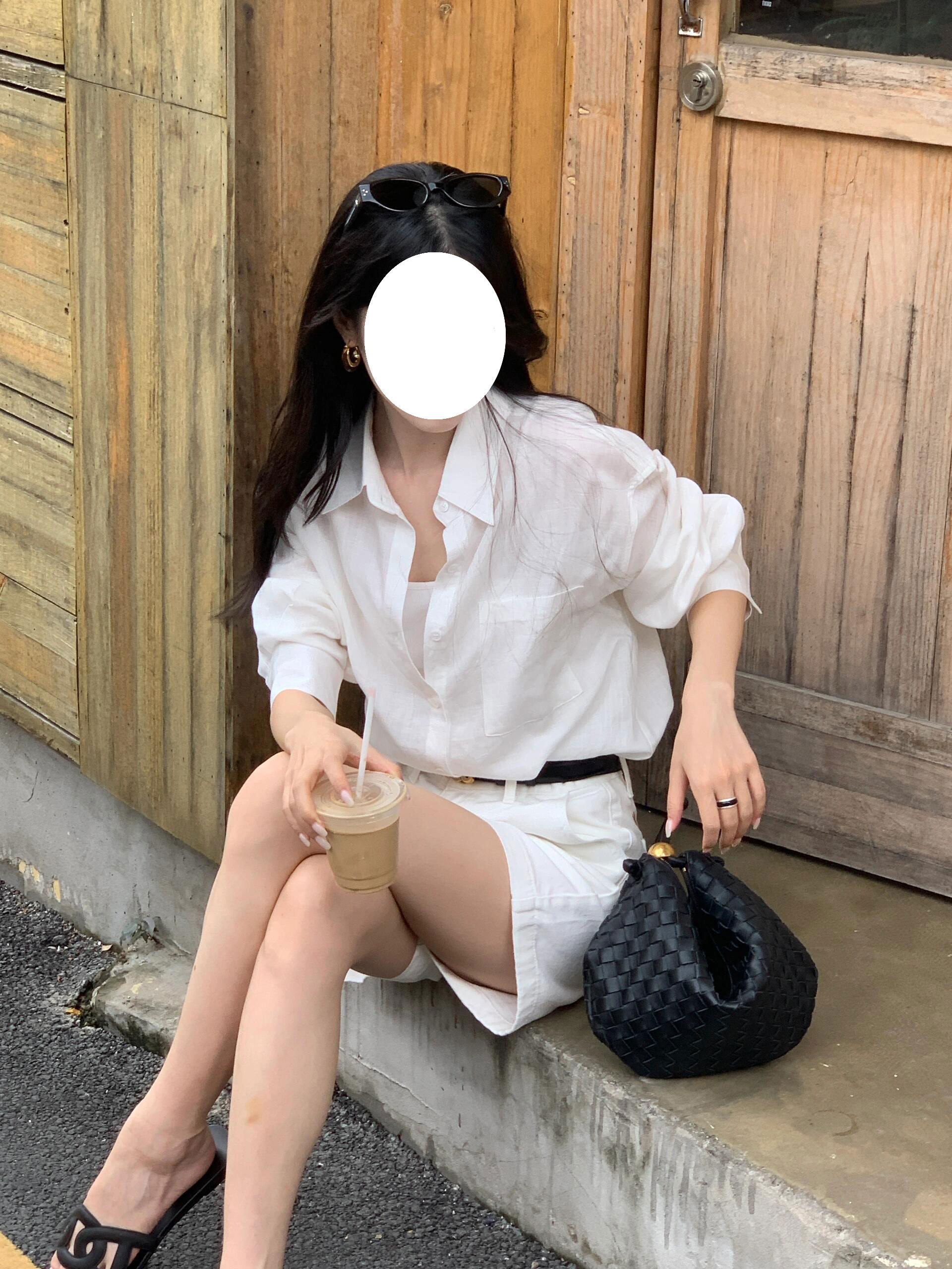 法式白色polo领长袖防晒衬衫女夏季宽松显瘦衬衣慵懒风气质上衣夏