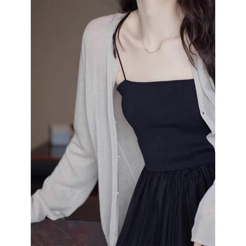 夏季薄款长袖防晒针织开衫女配吊带裙慵懒风外搭空调罩衫上衣外套