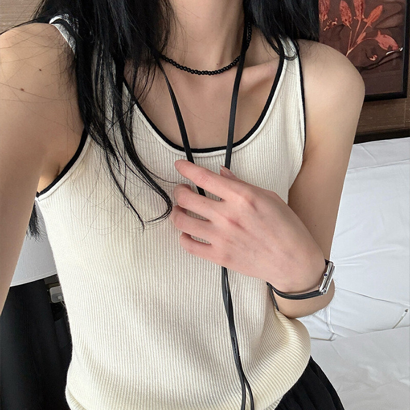 多巴胺白色针织小吊带背心女夏季泰式外穿遮副乳修身无袖内搭上衣